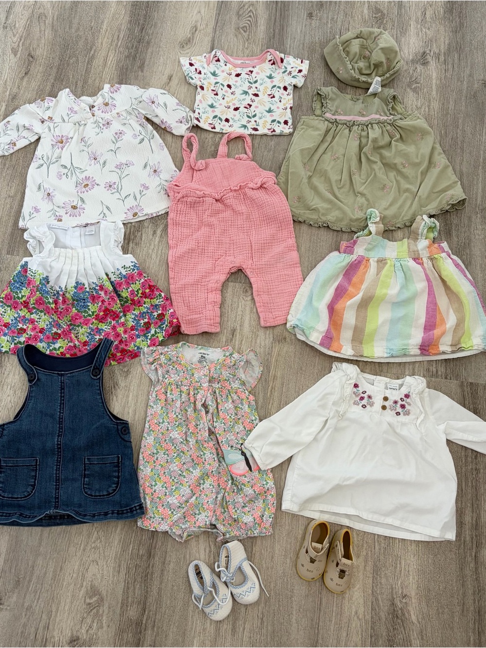Cottagecore Baby Girls Clothing Lot 6-9 Month Shoes Carters  Floral Embroidered